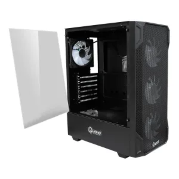 CASE GAMER QUASAD QG-027 METAL-MESH 4 VENTILADOR RGB TAPA DE VIDRIO