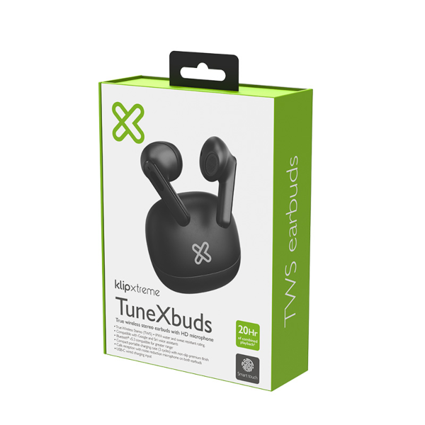 AUDIFONO + MICROFONO KLIP XTREME KTE-007BK IN EAR TUNE XBUDS BLUETOOH IPX4 TACTIL - NEGRO