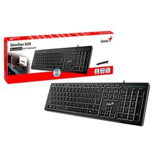TECLADO GENIUS SLIMSTAR 820 NEGRO USB ILUMINADO Y TECLA COPILOT