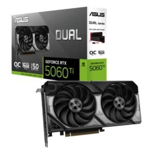 TARJETA DE VIDEO ASUS DUAL GeForce RTX 5060TI OC 16GB GDDR7/PCIe 4.6/2 VENTILADORES AXIAL