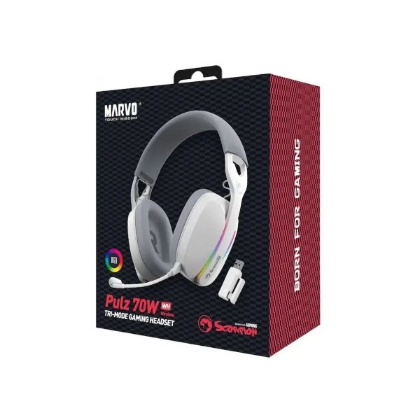 AUDIFONOS GAMING MARVO HG9086 WH BLANCO MIC OMNIDIRECCIONAL ALAMBRICO