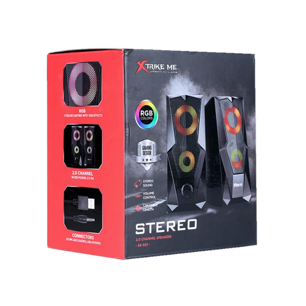 PARLANTES XTRIKE ME SK-501 P59591 2x3W USB RGB 7COL NEGRO USB+3.5MM