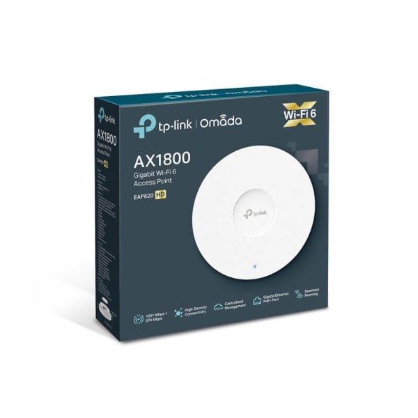 ACCESS POINT TP-LINK EAP620HD, AX1800, DUAL BAND, MU-MIMO, ALTA DENSIDAD, POE, OMADA