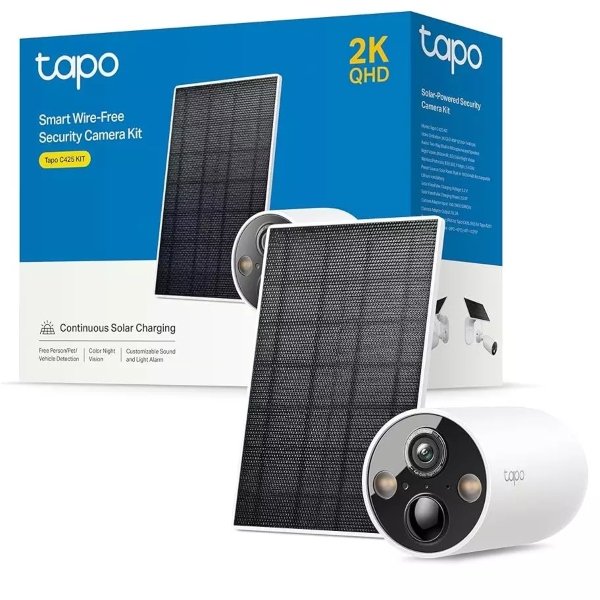 CAMARA TP-LINKL TAPO C425 SOLAR POWERED WITH SOLAR PANEL VISION NOCT. 2K QHD LIVE VIEW AI DET. IP66
